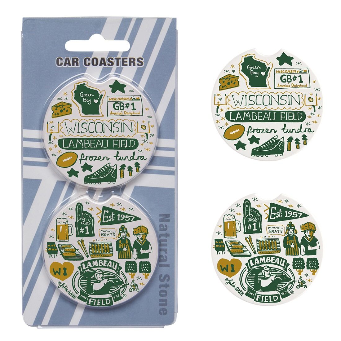 Lambeau Field Julia Gash Car Coasters