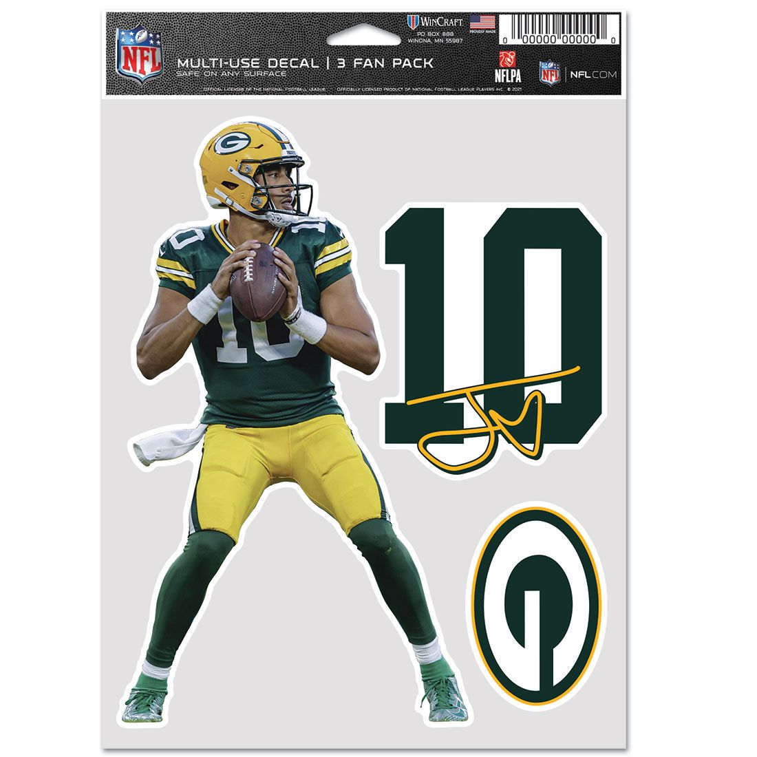 Packers #10 Jordan Love 3 Fan Pack Decal Set