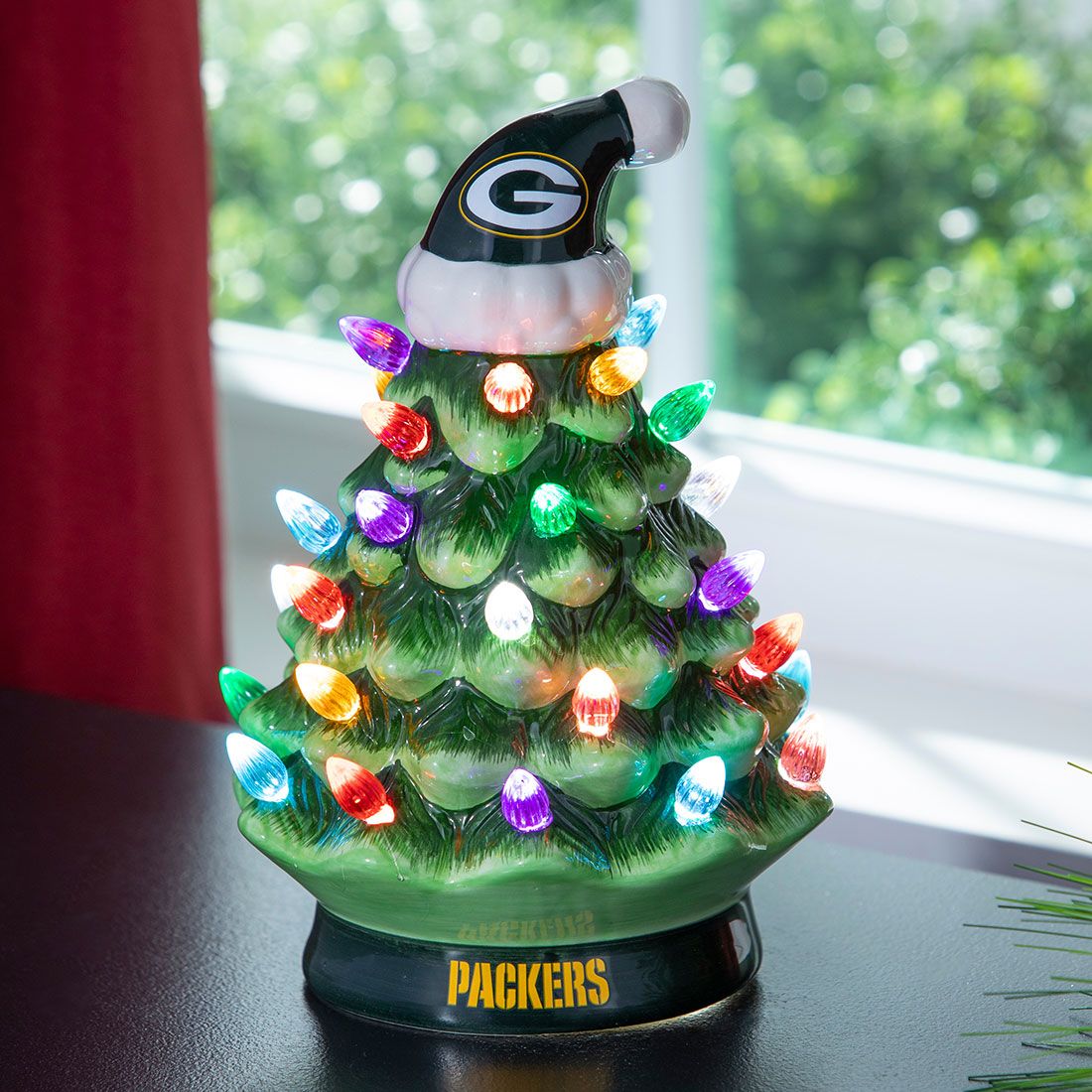 Packers Ceramic Tabletop LED Light-Up Tree