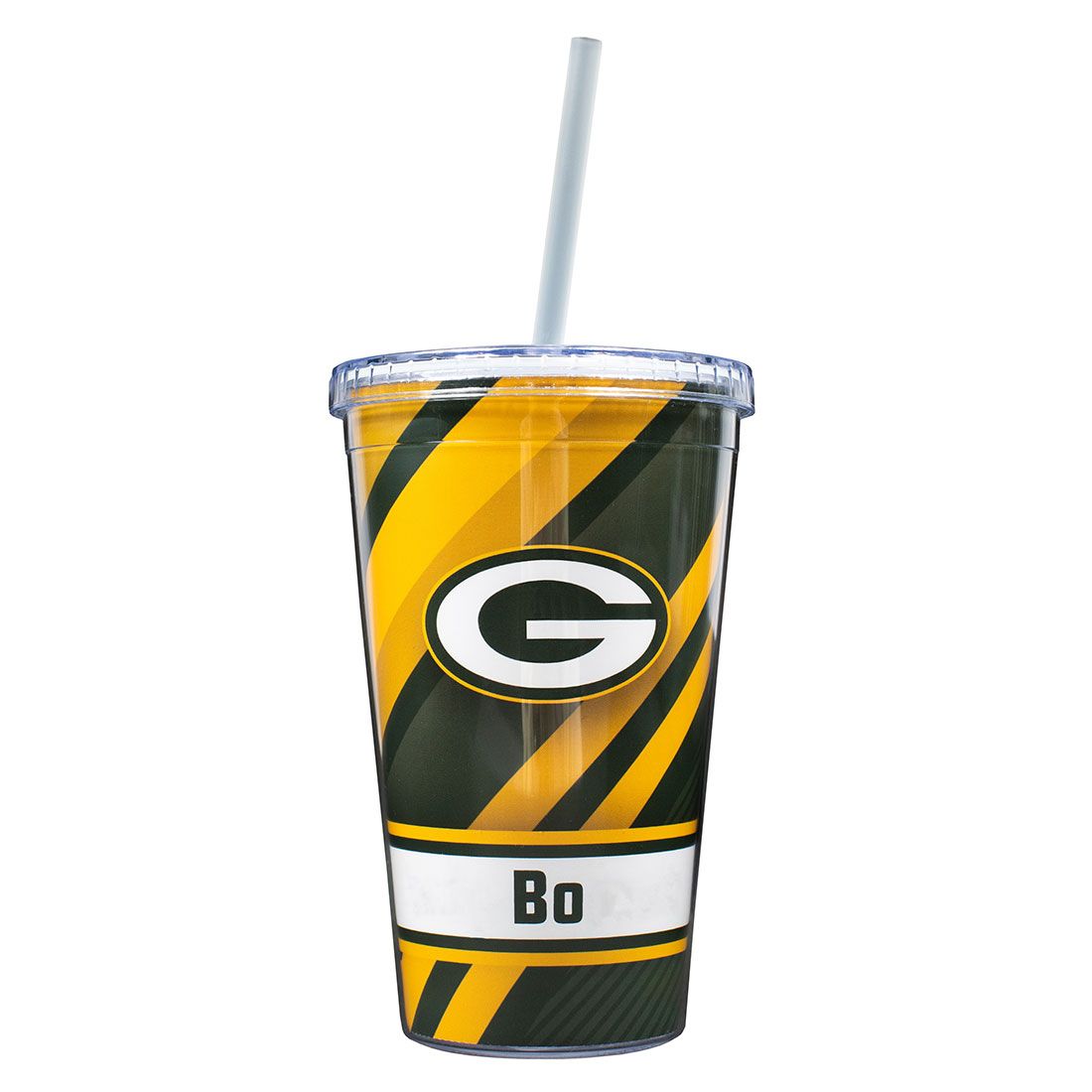 Packers Personalized Striped Straw Tumbler 2 Packers Personalized Striped Straw Tumbler