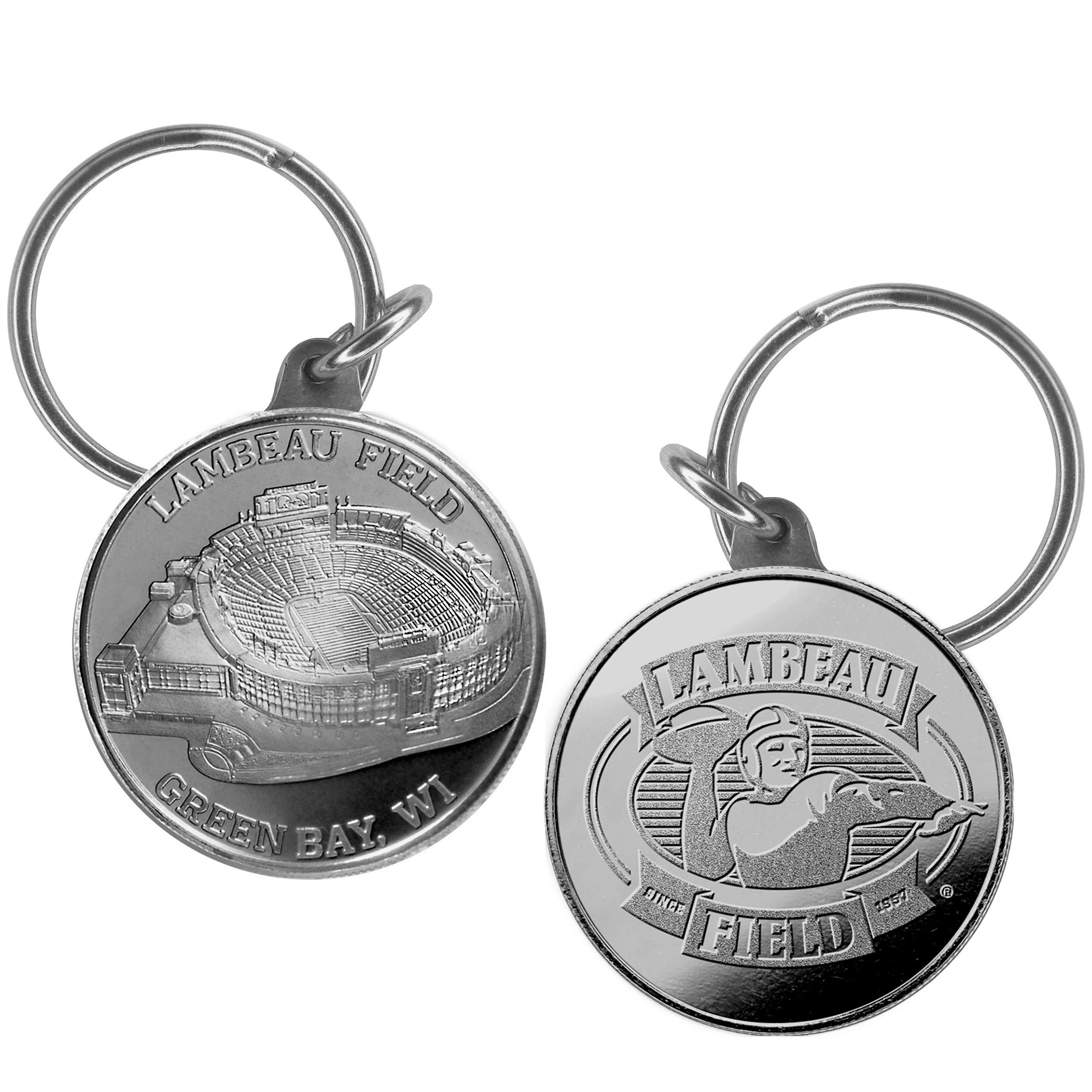 Lambeau Field Silver Tone Coin Key Chain