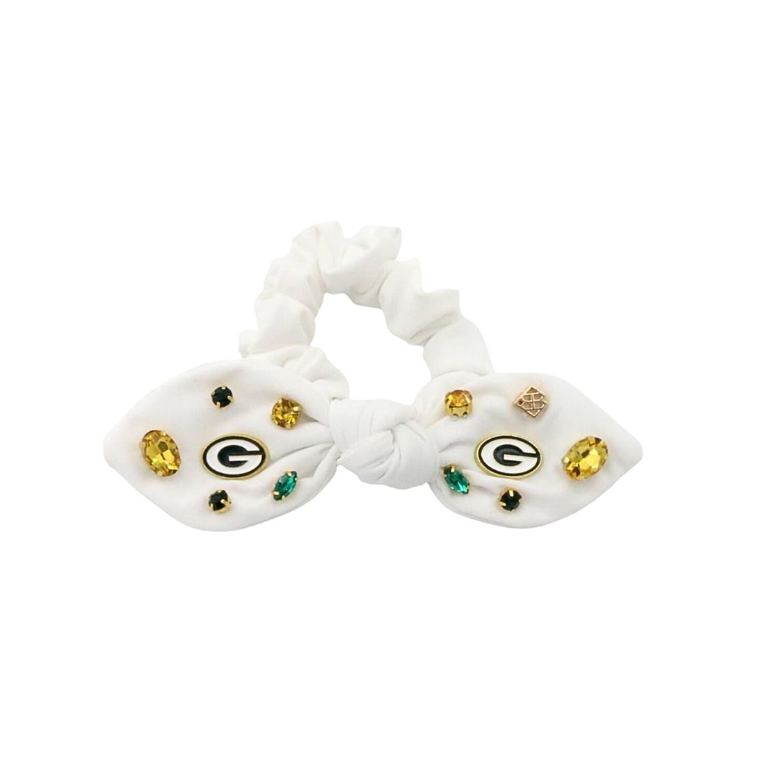 Packers Brianna Cannon White Logo Bow Scrunchie