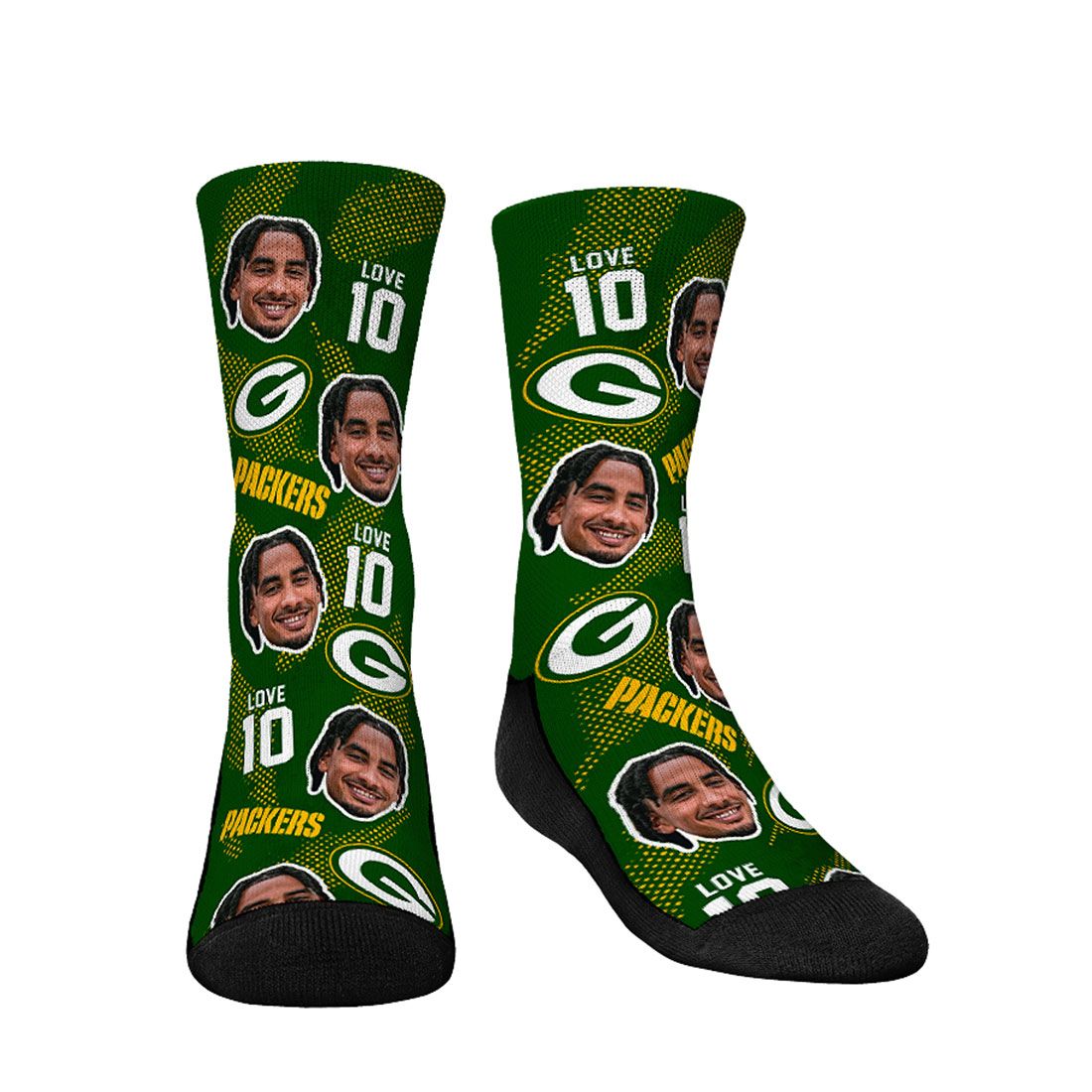 Packers Youth #10 Jordan Love Football Guy Sock 1 Packers Youth #10 Jordan Love Football Guy Sock