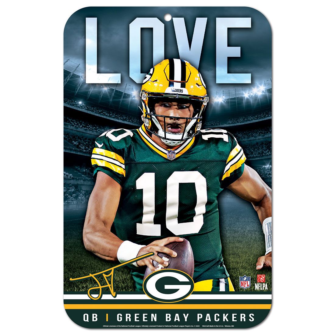 Packers Wincraft #10 Jordan Love Plastic Sign