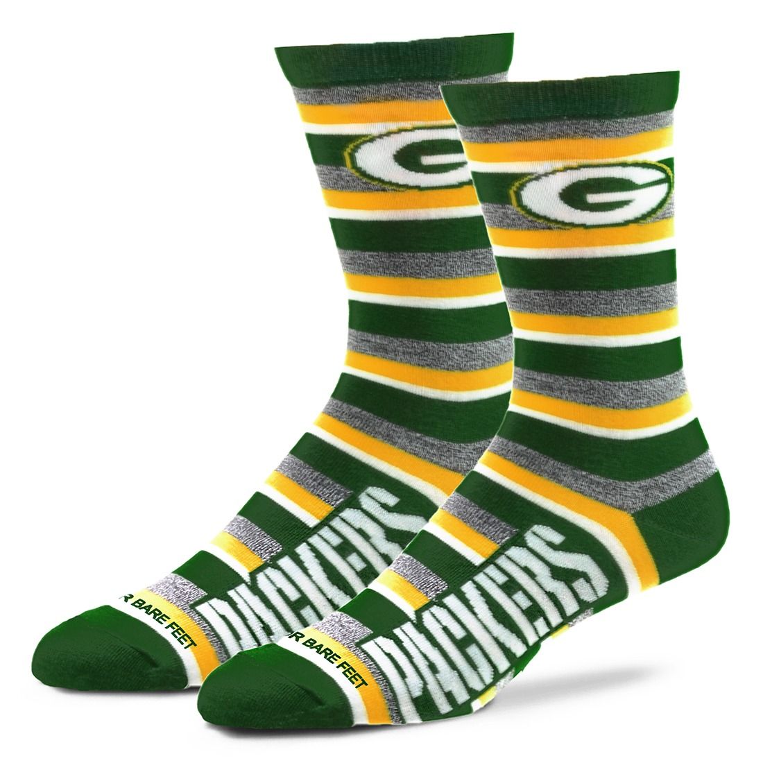 Packers Womens Heather Team Stripe Crew Sock 2 Packers Womens Heather Team Stripe Crew Sock