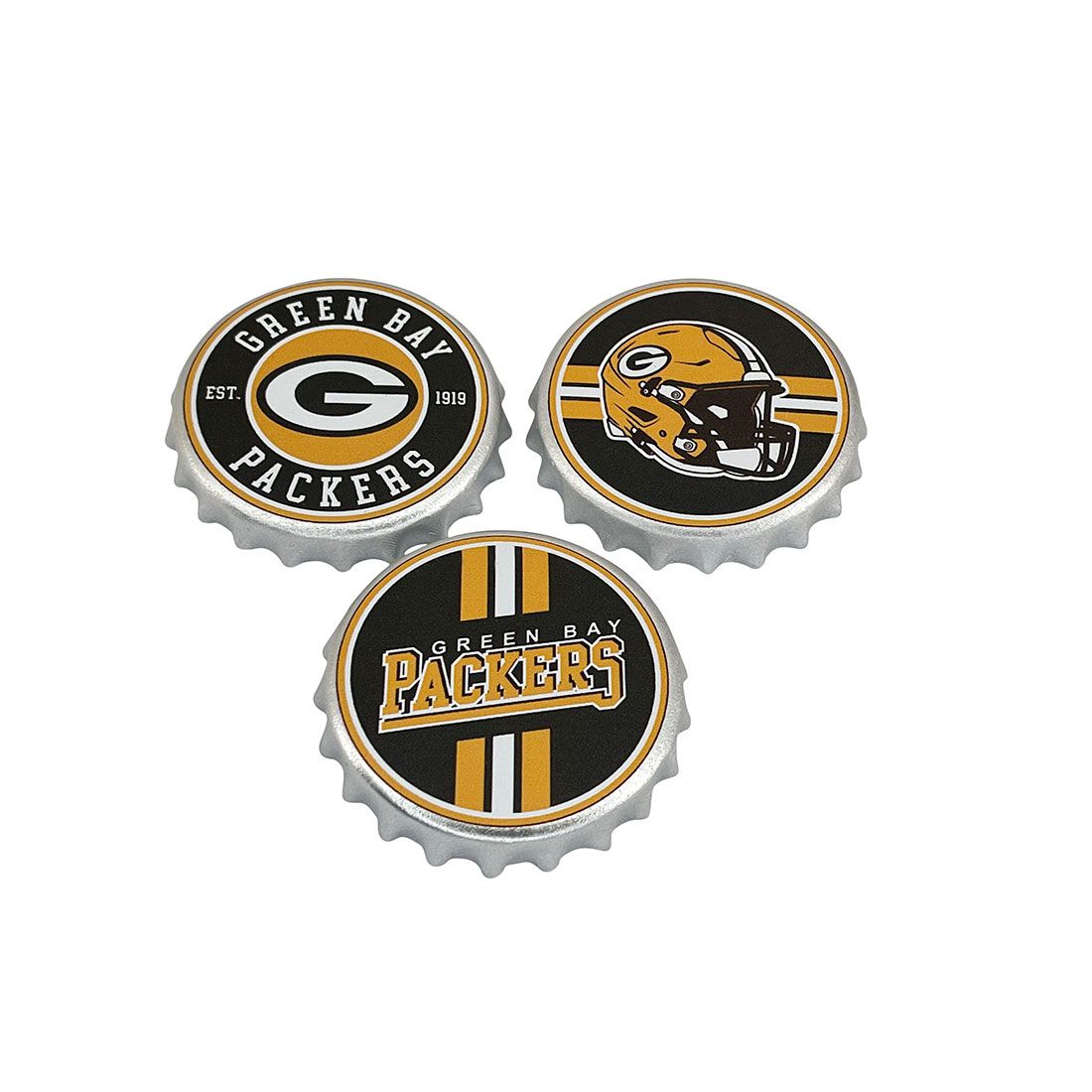 Packers FOCO 3-Pack Bottlecap Magnets