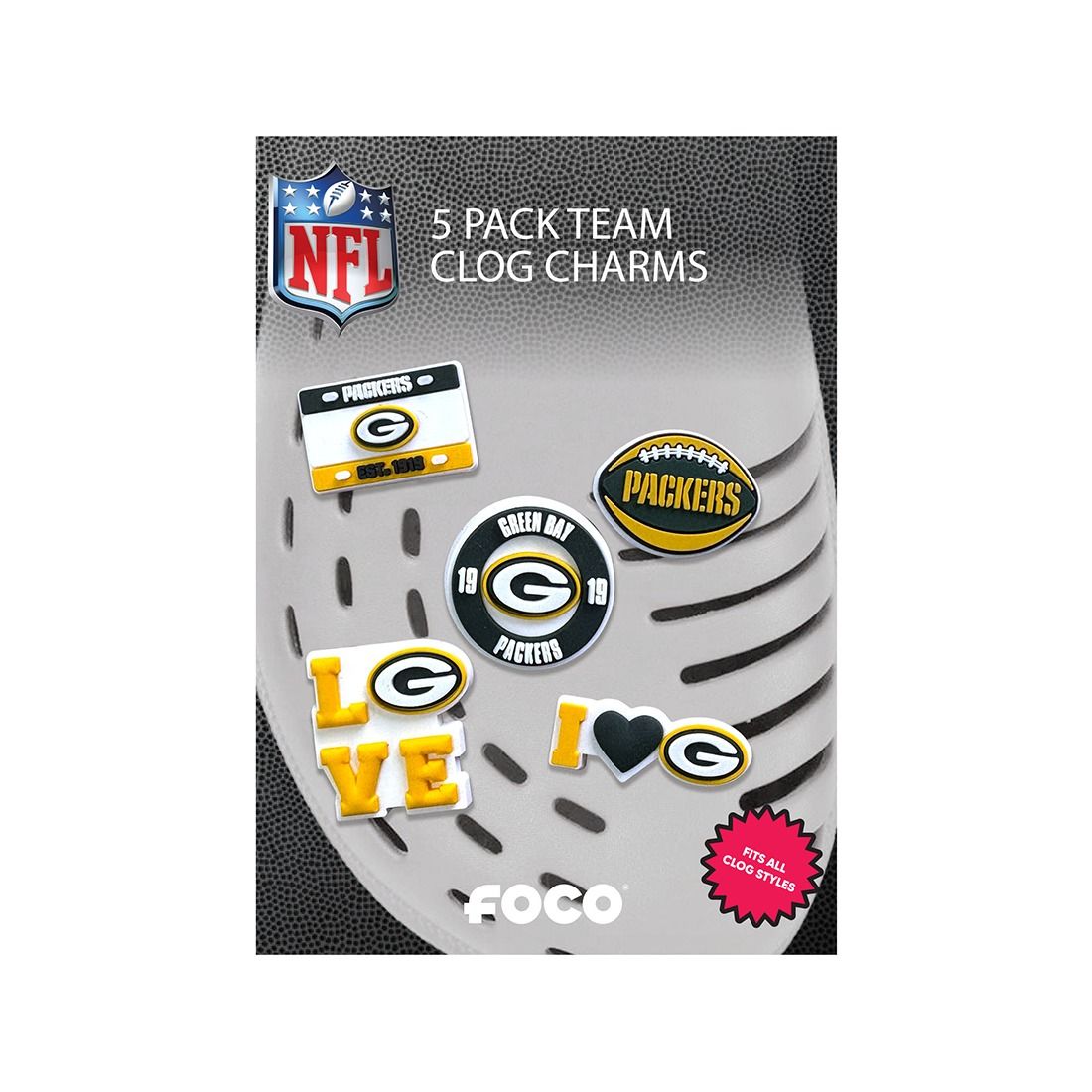 Packers FOCO 5-Pack Team Clog Charms
