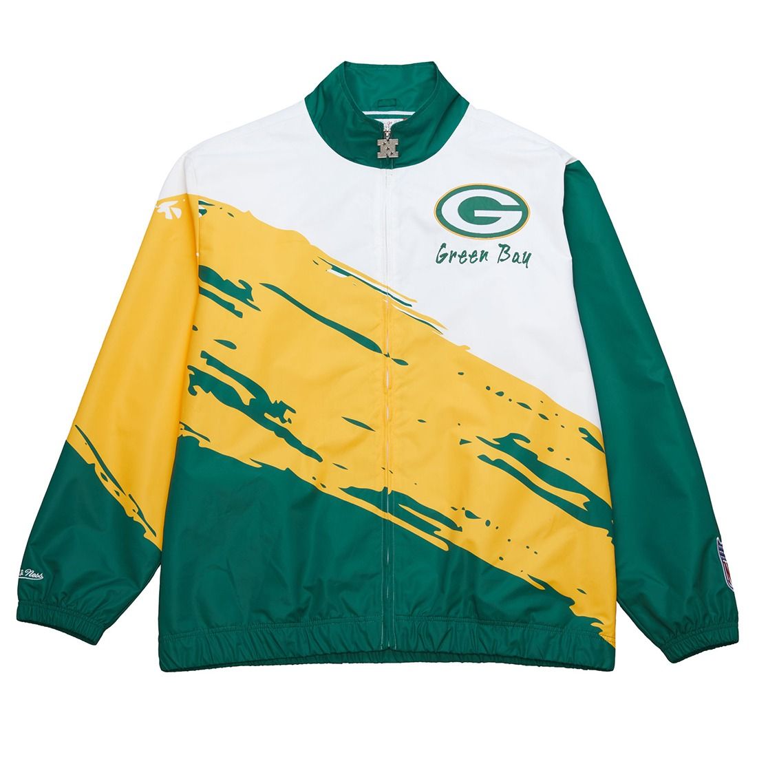 Packers Mitchell & Ness Paint Brush Windbreaker 1 Packers Mitchell & Ness Paint Brush Windbreaker