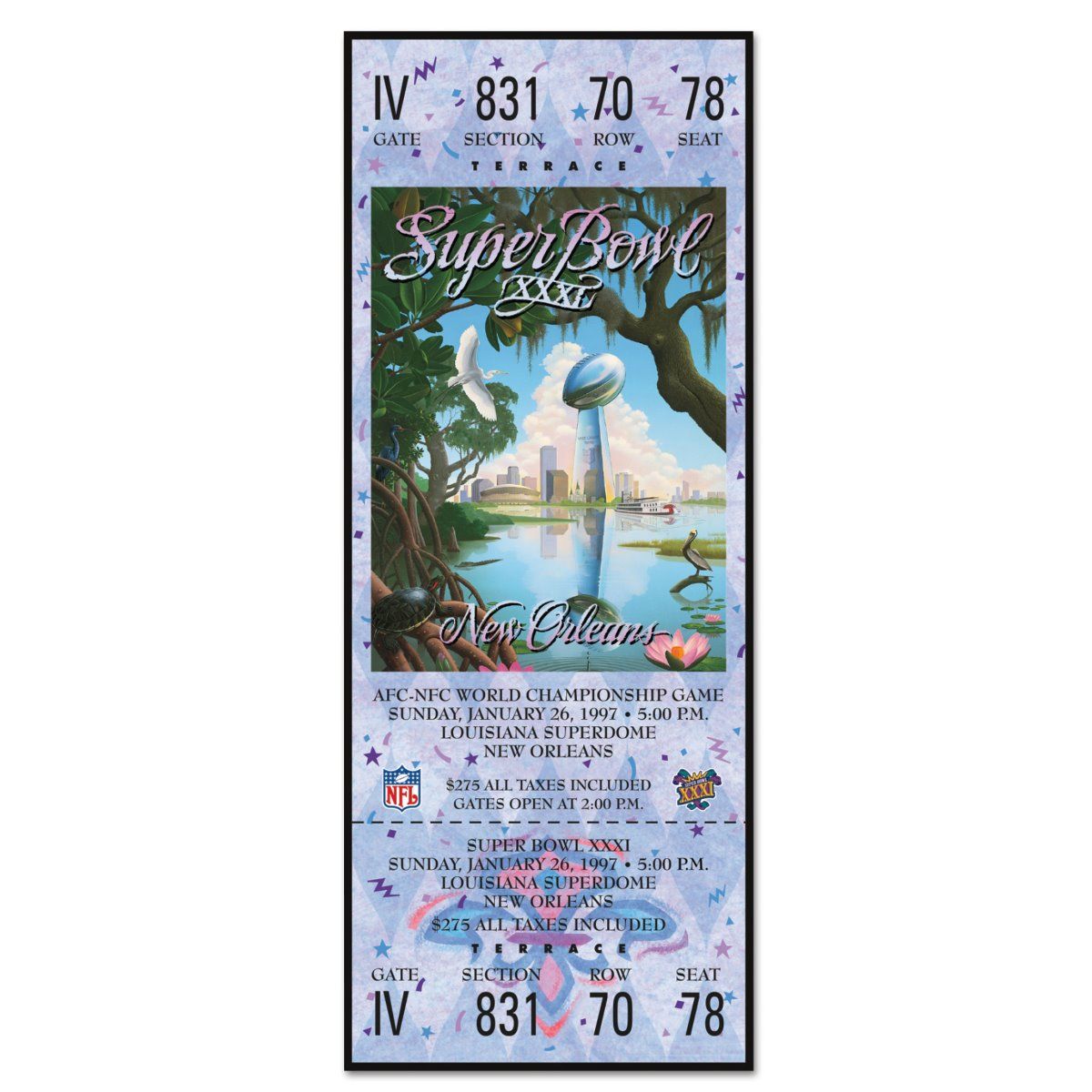 Packers Super Bowl XXXI Ticket Replica Wood Sign