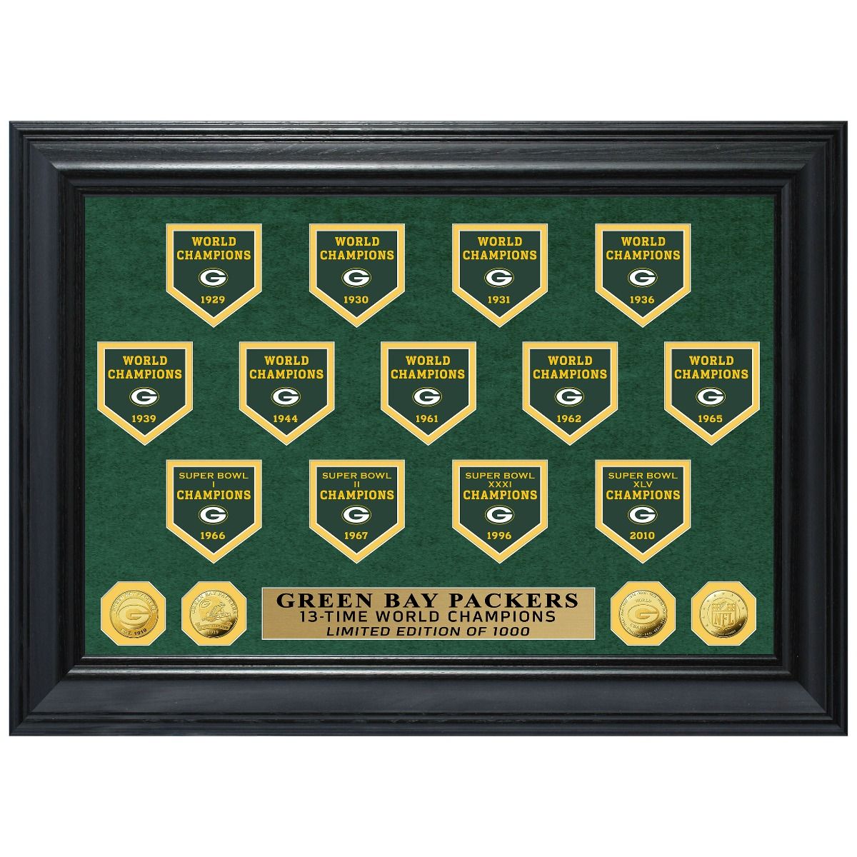Packers 13-Time Banners Deluxe Gold Coin Photomint 1 Packers 13-Time Banners Deluxe Gold Coin Photomint