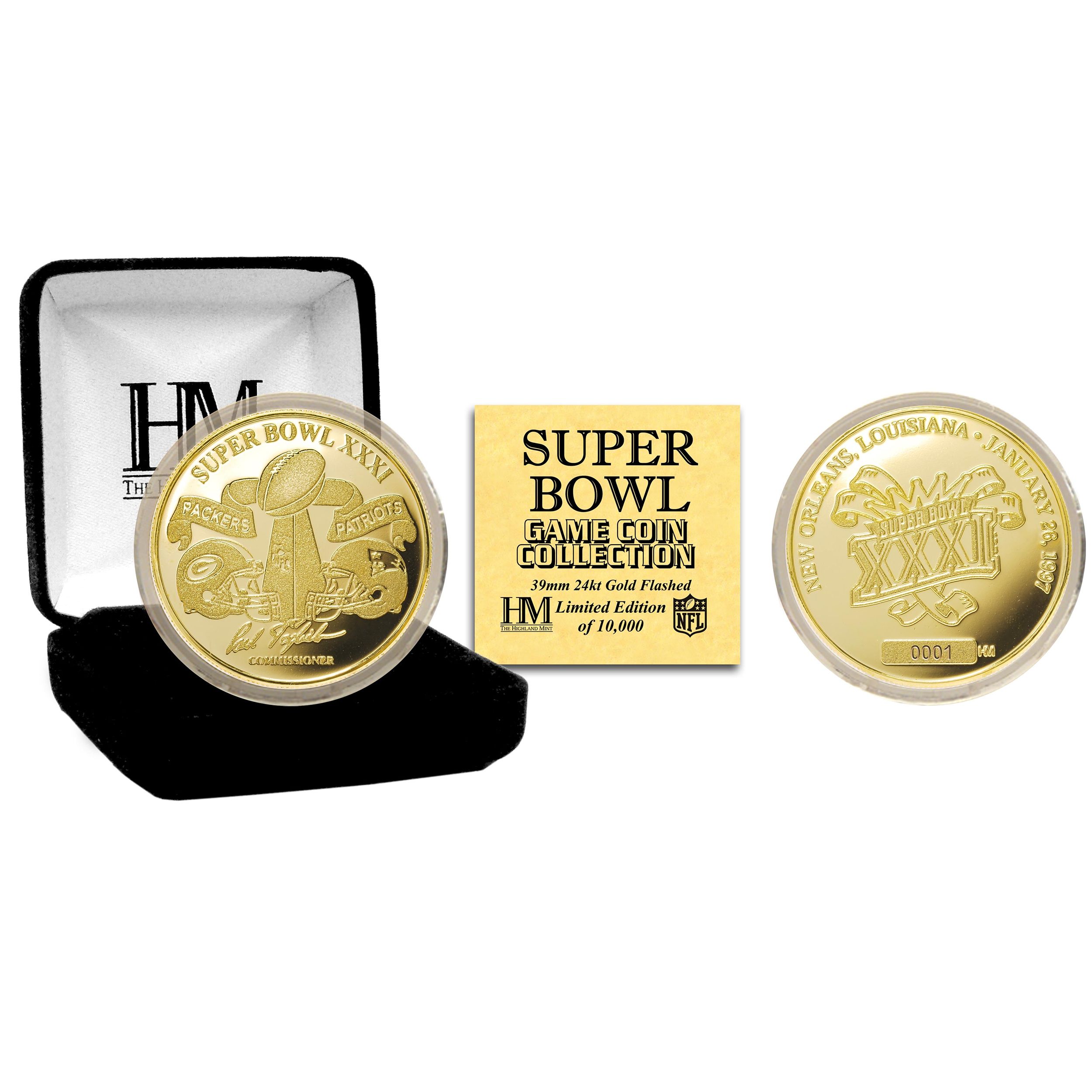Packers Super Bowl XXXI Gold Plated Flip Coin
