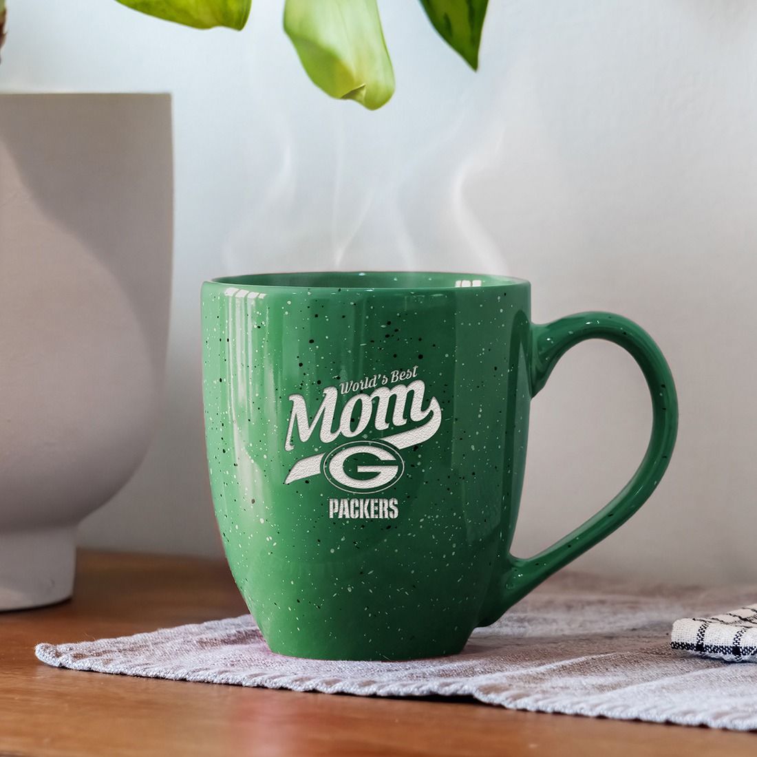 Packers World's Best Mom Speckled Bistro Mug