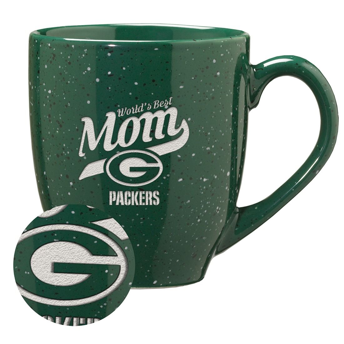 Packers World's Best Mom Speckled Bistro Mug