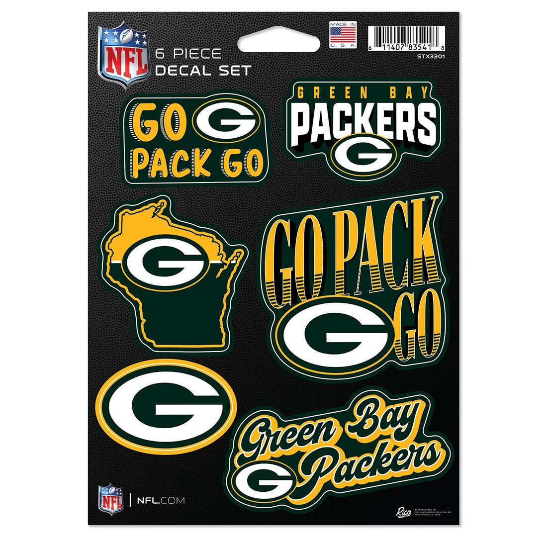 Packers 6-Pack Decal Sheet 3 Packers 6-Pack Decal Sheet