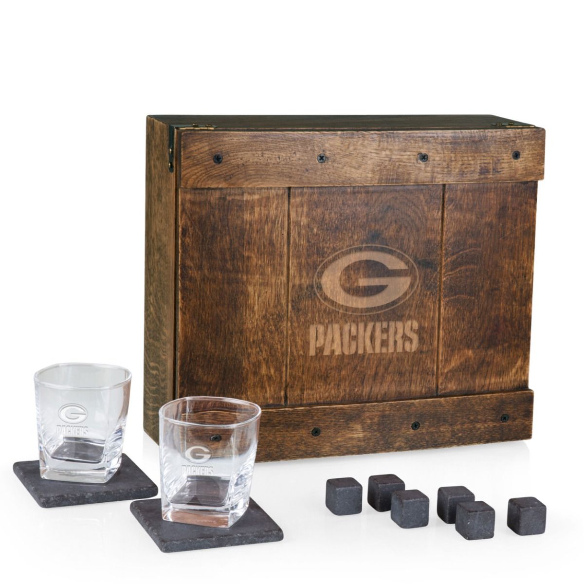 Packers Whiskey Box Engraved Logo Gift Set