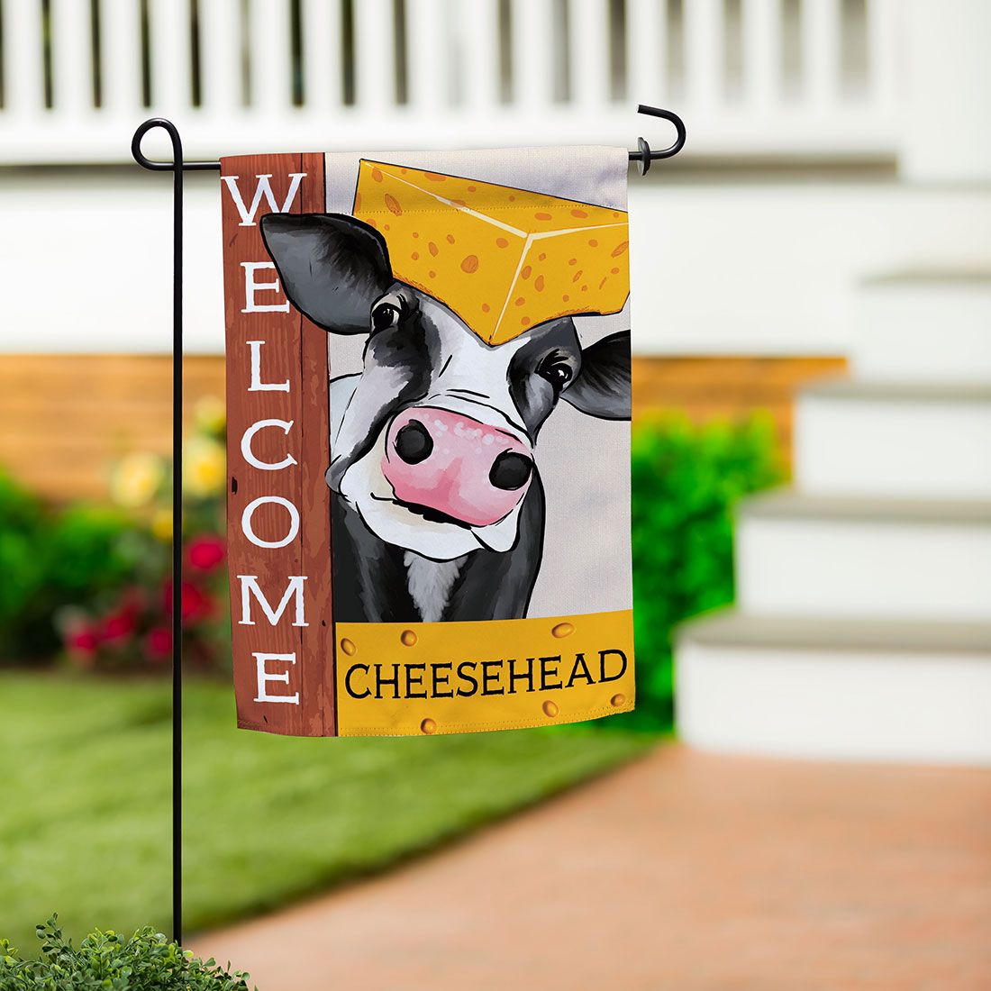 Cheesehead® Cow Garden Flag