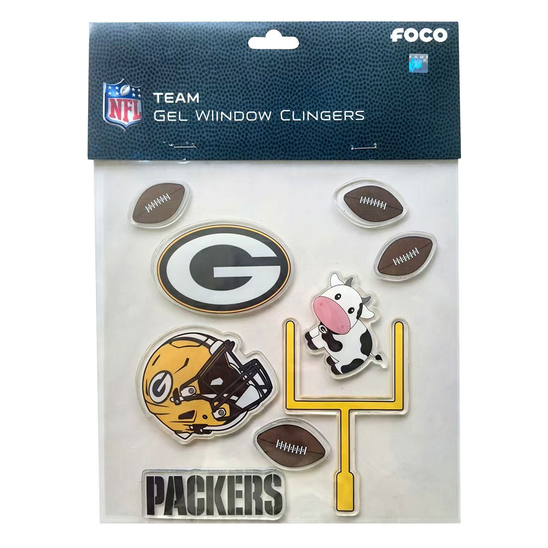 Packers FOCO Gel Window Clinger Set