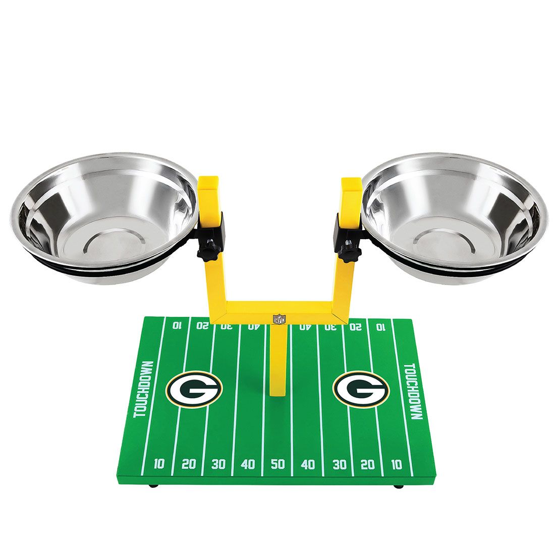 Packers Double Bowl Pet Feeder Stand