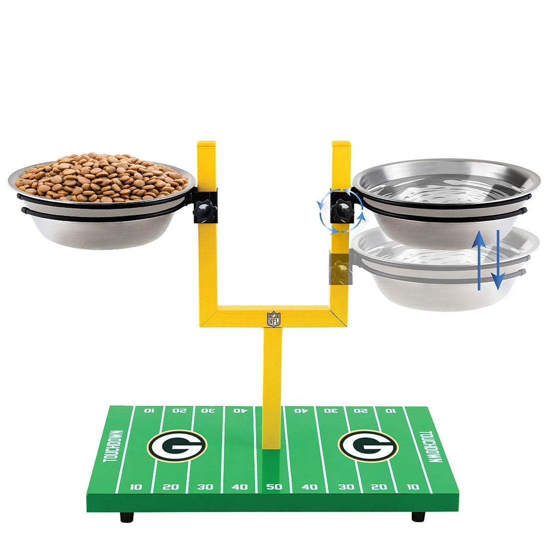 Packers Double Bowl Pet Feeder Stand