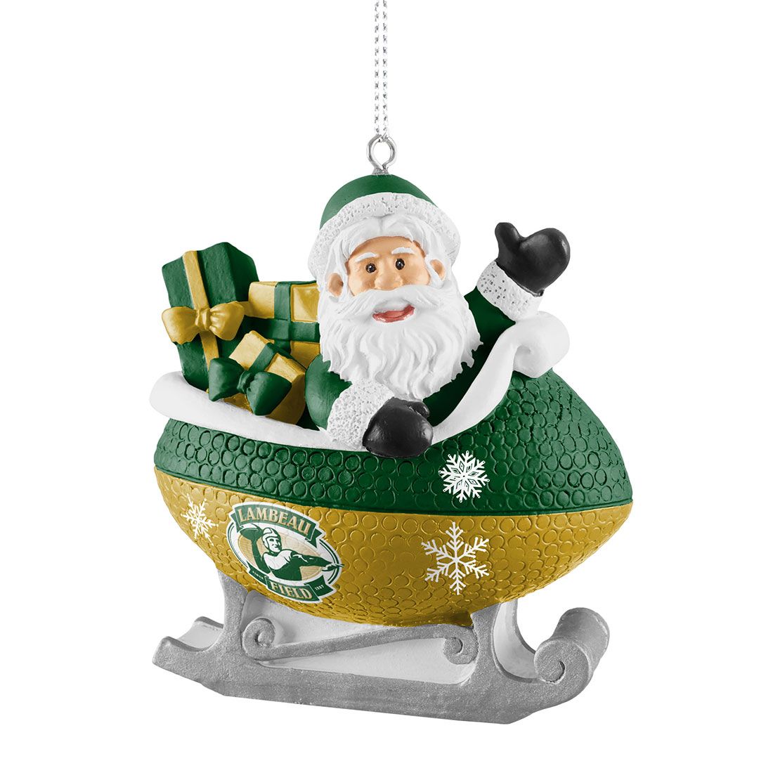 Lambeau Field FOCO Santa Football Sleigh Ornament