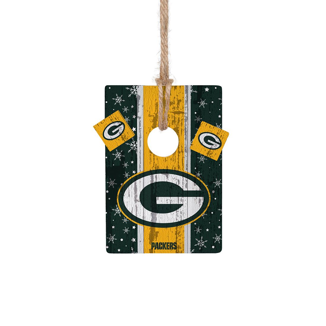 Packers FOCO Wood Cornhole Ornament