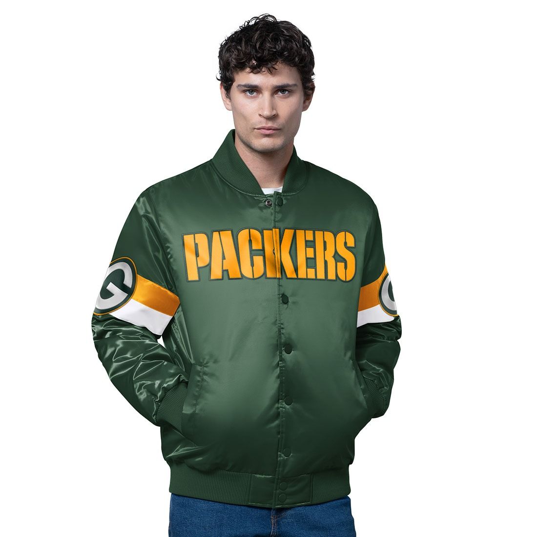 Packers Starter Triple Option Varsity Jacket 1 Packers Starter Triple Option Varsity Jacket