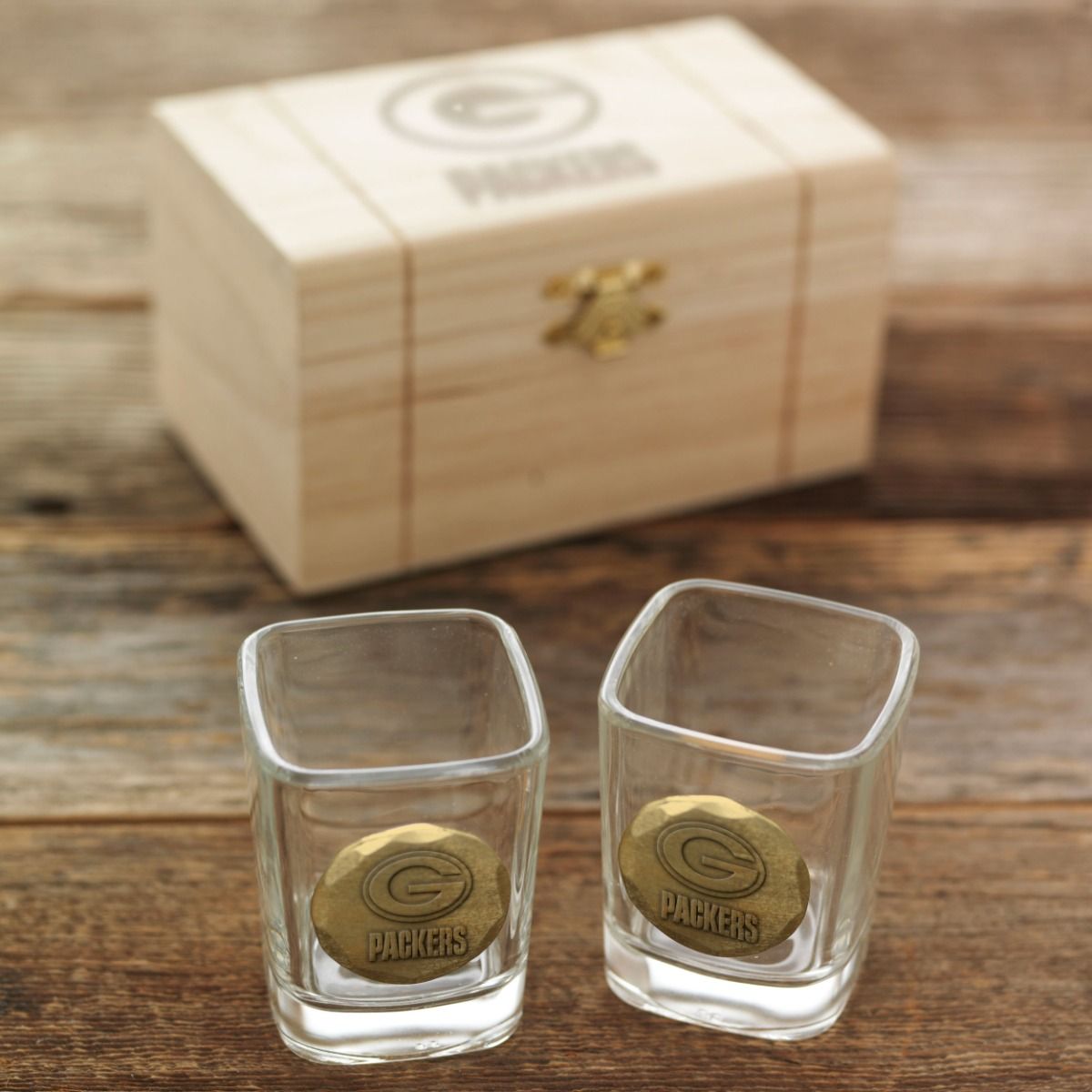 Packers Personalized 2-Piece Box Shot Glass Set 4 Packers Personalized 2-Piece Box Shot Glass Set