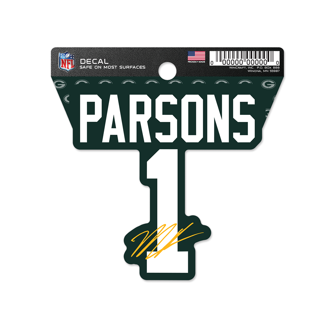 Packers Wincraft #1 Micah Parsons Clean Cut Decal