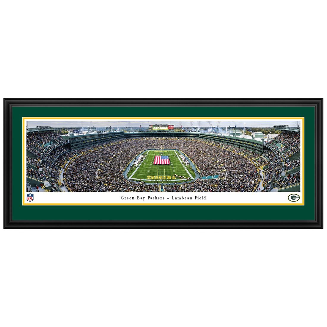 Lambeau Field End Zone Panoramic - Deluxe Frame