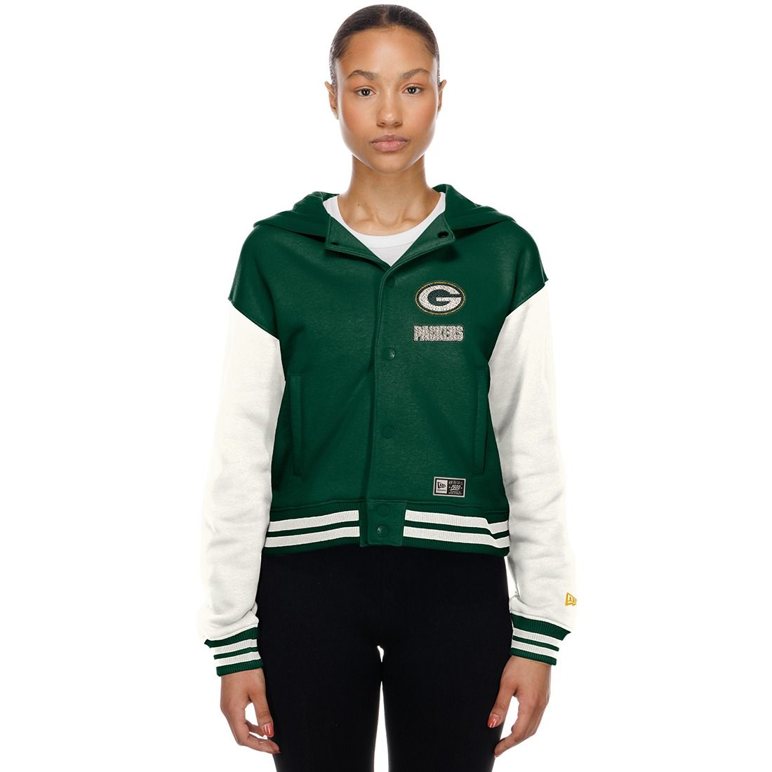 Packers New Era Womens Double Logo Hooded Fleece Jacket