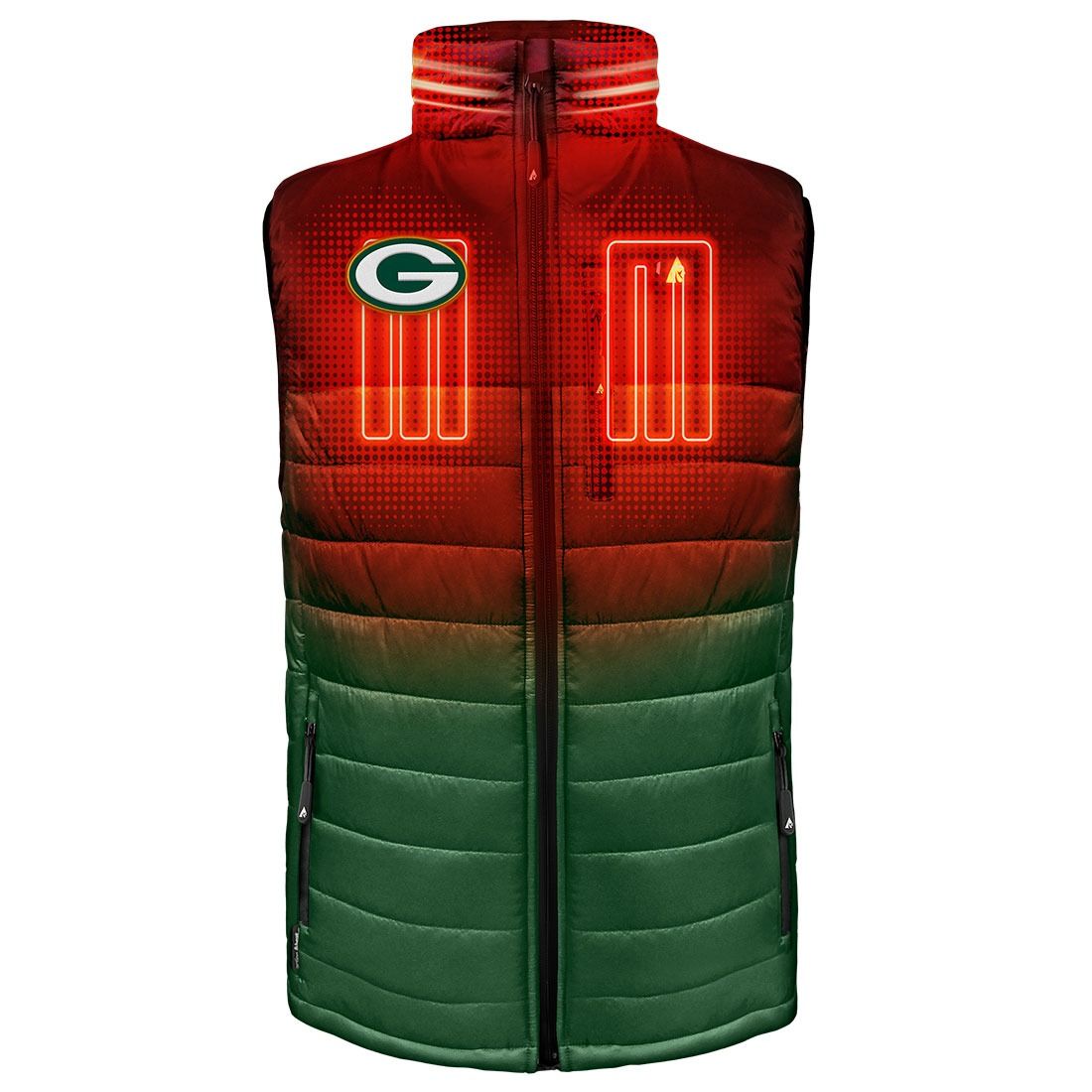Packers ActionHeat Colorblock Puffer Heated Vest