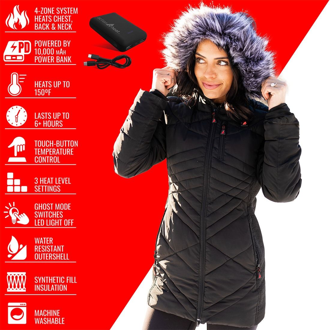 Packers Womens ActionHeat Long Puffer Jacket 7 Packers Womens ActionHeat Long Puffer Jacket