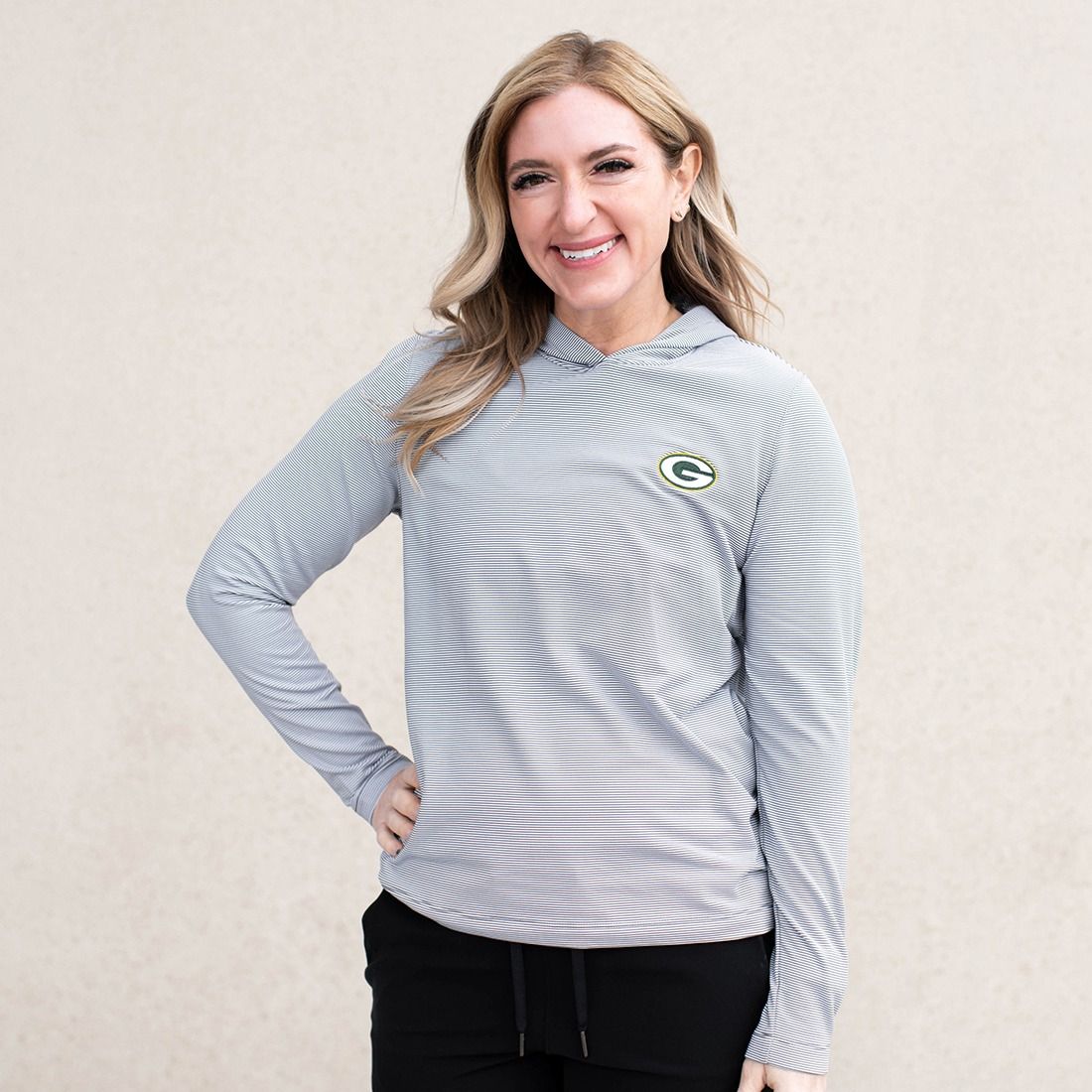 Packers Peter Millar Womens Sugar Stripe Hoodie 5 Packers Peter Millar Womens Sugar Stripe Hoodie