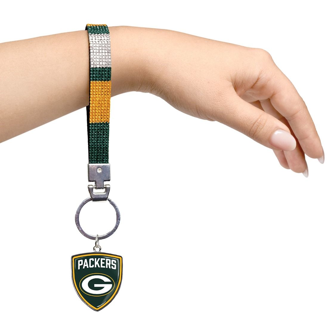 Packers Crystal Charm Wristlet Keychain