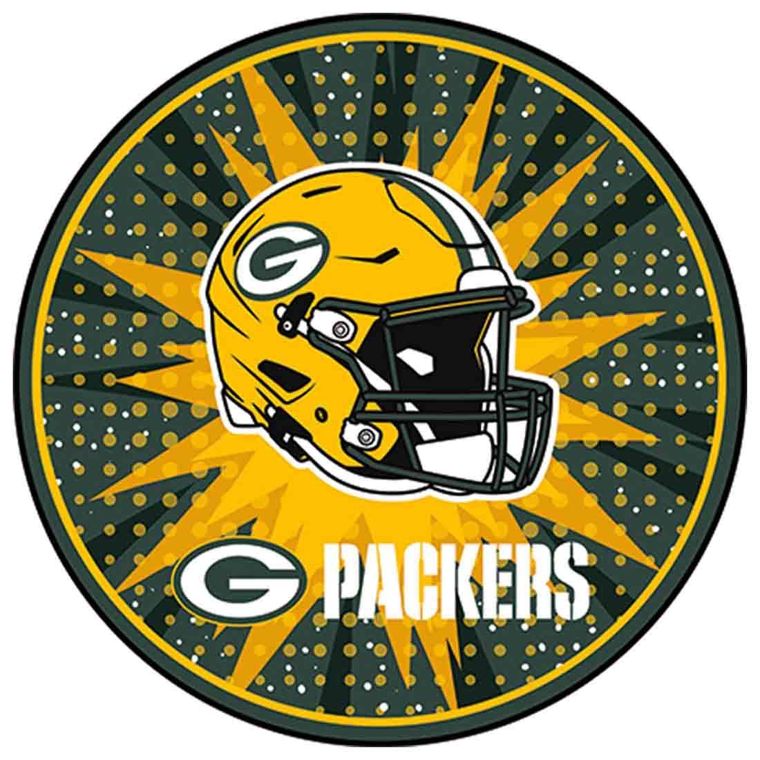 Packers Burst Metallic Wood Round Sign