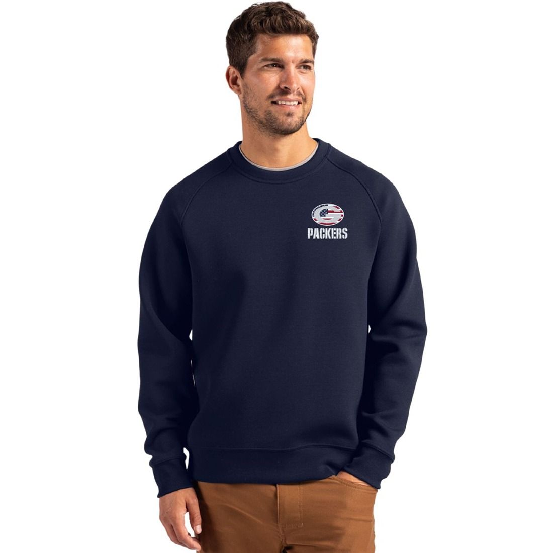 Packers Cutter & Buck Americana Roam Crewneck