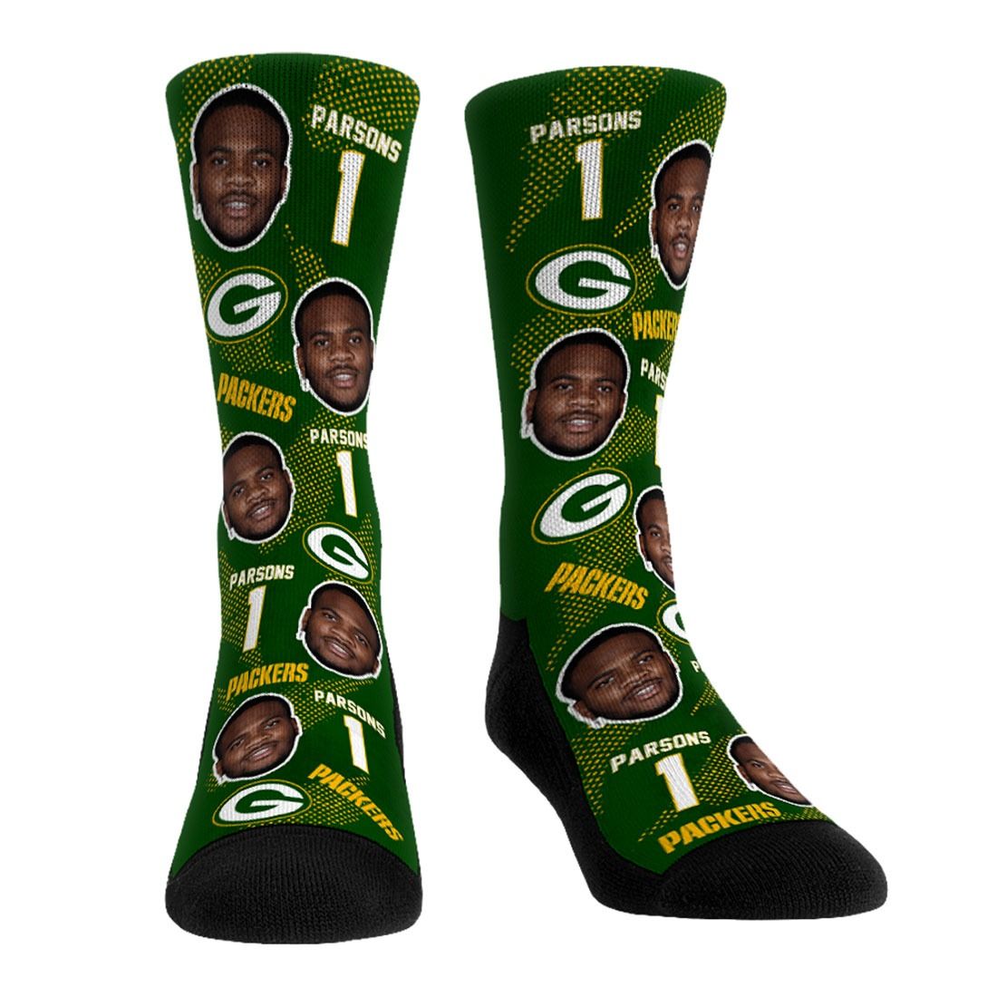 Packers #1 Micah Parsons Football Guy Sock 2 Packers #1 Micah Parsons Football Guy Sock